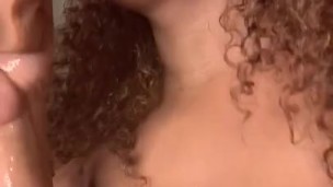 Big Titty Ebony Sucks and Titty Fucks Herself With Big Dildo