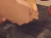 Please let me pee on your cock - pregnant young milf peeing in shower  