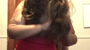 HOT Latina MILF Strip Tease Red Miniskirt