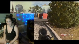 Squirting Gamer Slut plays Warzone with randoms and touches herself.