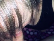 Friends mom sucking my cock and making happy noises when I cum in her mouth. Showing cum and swallow 15/16