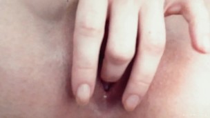 Dripping wet pussy close up with deep fingering and loud moaning 