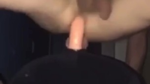 Yourbiguy riding a big 9” dildo. 