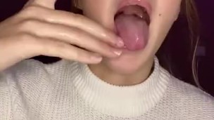  spit play. Drooling on fingers 