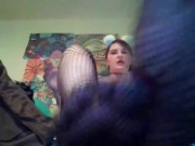 Crotchless panties &Fishnet Foot Worship and Smoking thick Ass& pretty pussy feet fetish JOI 14/16