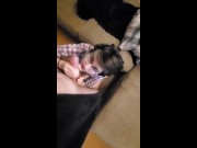 Short haired Cutie on her knees sucking my big dick like a pro until I cum in her mouth 13/16