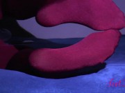 Red nylon, sexy feet