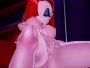 Jessica Rabbit fingers her pussy in a hotel suite. Cartoon porn. 14/16