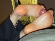 Silkyrose gets pre cum on her heel footjob  15/16