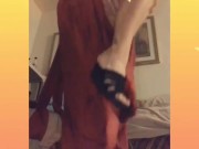 Tan legs, with no panties on. Mesmerizing 12/16