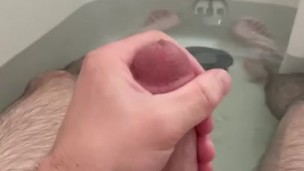 Big cum shot in the bath