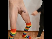 Haha, my boy CUMS from kick in the balls. Orgasm without hands. Ballbusting 9/16