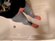 At The Mall. Levi's Purchase and Piss wearing Pink Plastic Panties 11/16