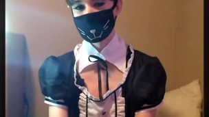 Kitty Femboy Maid Cosplay POV handjob