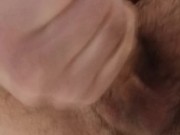 Jerking off with saliva in the bathroom.