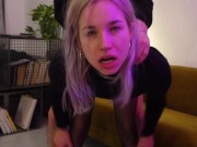 So horny! Fucked her through ripped pantyhose, foot job, squirting, cumshot - Quarantine dance