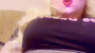 Crossdresser Audrey Hamms in yoga outfit n new DD boobs