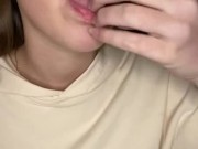 Spit play. Finger sucking and gagging. Drool 10/16