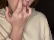 Spit play. Finger sucking and gagging. Drool 5/16