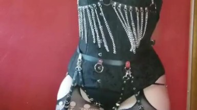 getting dressed into my fetish outfit