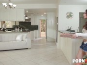 Blonde Milf Kit Mercer shares husband's schlong with horny teen Aria Lee 2/16