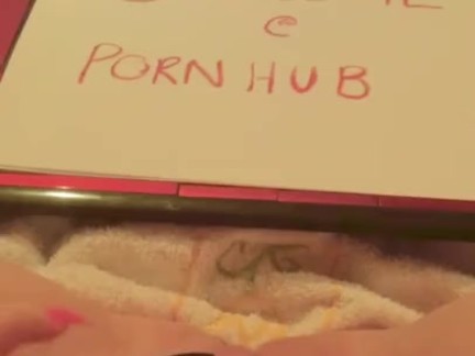Teen fucks her tight pussy with tv remote and squirts while watching bbc gangbang porn