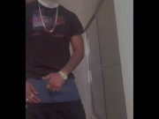 Thug jerking off before work