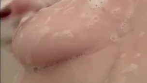 Getting my boobs nice and soapy in the shower