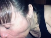 Mature cougar wife enjoying a er mans fat cock. He shoots a big load in my mouth and I show it  10/16