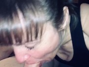 Mature cougar wife enjoying a er mans fat cock. He shoots a big load in my mouth and I show it  5/16