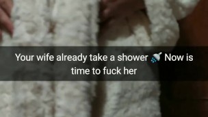 Wife after shower wanna bareback fuck with her sex-buddy [Cuckold. Snapchat]