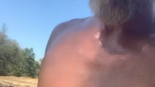 Hot guy naked at a construction site