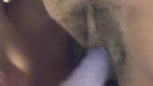 Tight creamy pussy cum from dildo
