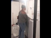 Desperation piss doing laundry