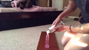 Fucking two dildos