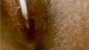 Clit massage JERKING orgasm...so creamy