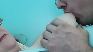 Playing and Sucking My Wifes Big Tits and She Orgasms