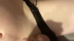 Young Twink Cums All Over Herself After Being Locked Up All Day