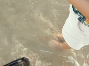 Sex vlog, thailand beach & sea view, in floating market with beautiful girl big boobs sex on car 7/16