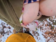 Heftige Spermaladung ins Gesicht für Justdiana beim Outdoor Blowjob 3/16