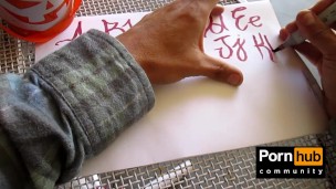 Sexy hands ASMR writing cursive in cardinal red (instrumental by john bravoe)
