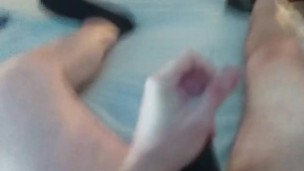 Giant cumshot while boyfriend is in the shower