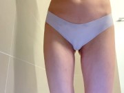 Filling my little panties while peeing, look how it grows 1/16