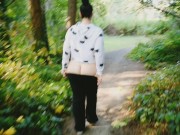 Exhibitionist Milf flashing her round booty and playing with her pussy at a public park 11/16