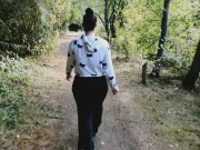 Exhibitionist Milf flashing her round booty and playing with her pussy at a public park 16/16