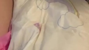 Squishing and playing with my soggy diaper 