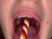 Candy gagging. Xmas underwear. Uvula show 3/16