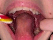 Candy gagging. Xmas underwear. Uvula show 5/16