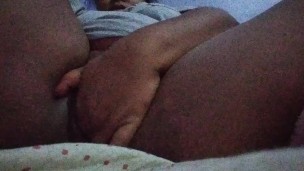 Thick sexy ebony playing with her phat pussy