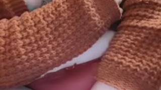 rubbing my pretty pink pussy in the bathroom before going out